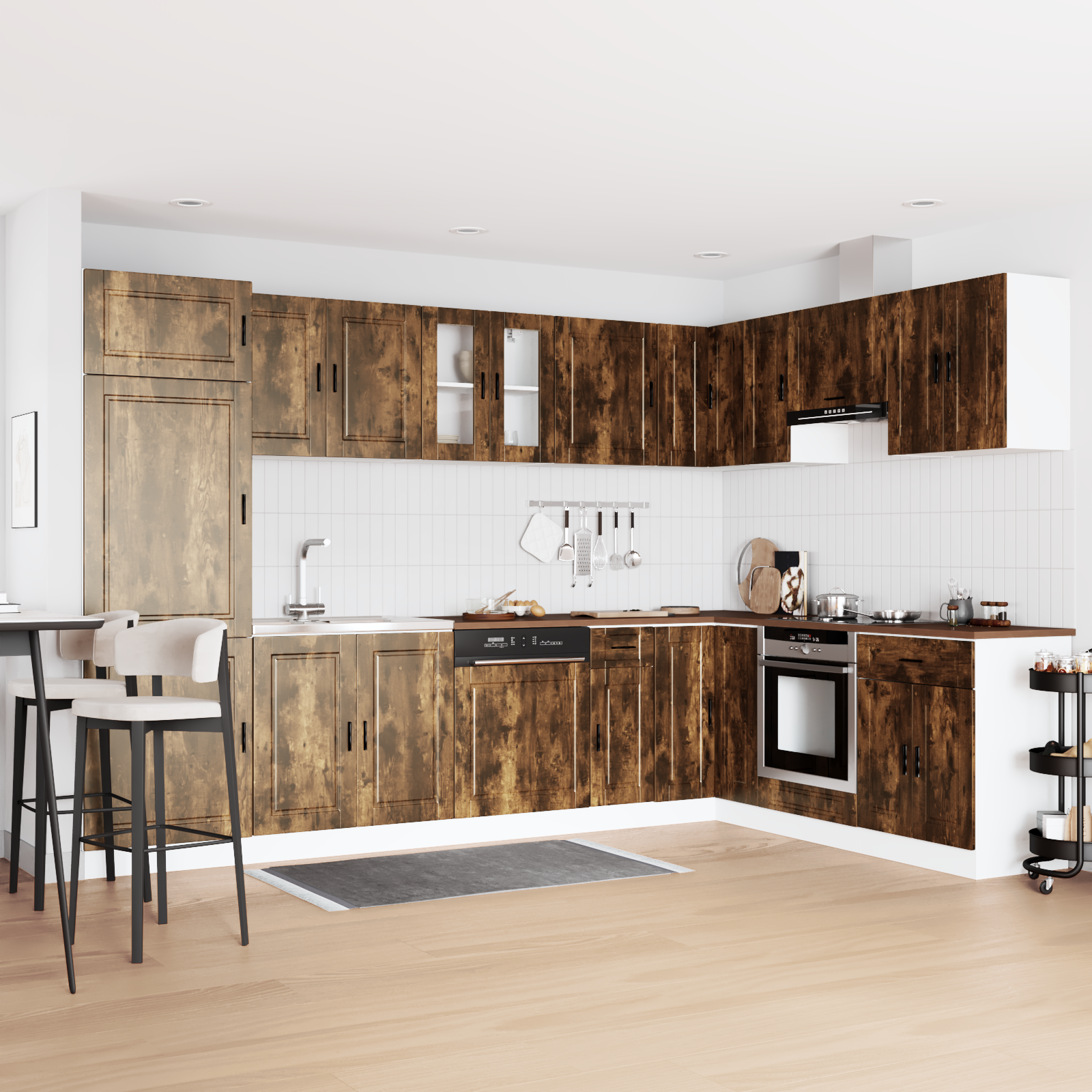 Valamu aluskapp Porto 2 pcs Pruun 80 x 46 x 84.5 cm Tehispuit