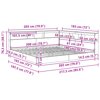 Raamatukapitsee voodi peaga Hall Sonoma 180 x 200 cm Tehispuit