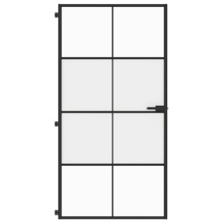 тонкая межкомнатная дверь, черная, 102,5x201,5 см, стекло и алюминий