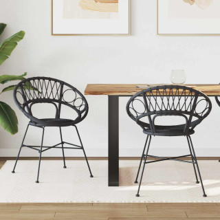 Söögitool 2 pcs Must 65 x 55,5 x 81 cm Viinapuu ja raud