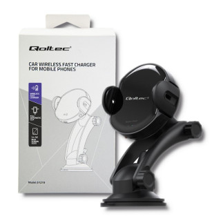Qoltec Induction Wireless PRO Car Charger with IR Sensors | 15W | QC 3.0 | USB type C