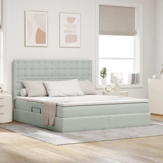 Voodi LED -ribatuledega peaga Helehall 180 x 200 cm Samet