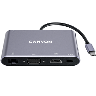 CANYON hub DS-14 8-в-1 4K USB-C Темно-серый
