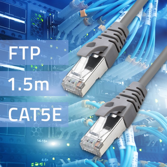 Qoltec Cable Patchcord FTP | CAT5e | 2 x RJ-45 | 1.5m | High speed | Gold | Shielded