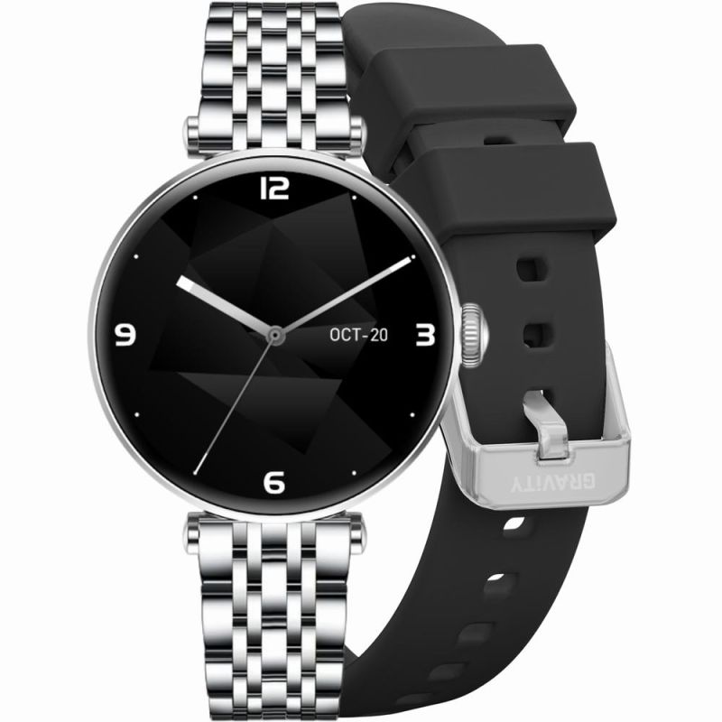 Smartwatch Gravity Silver Black 2 Straps GT26-9