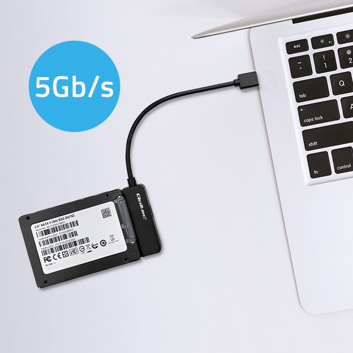 Qoltec SATA Adapter | SSD HDD 2.5'' drive | USB 3.0 | Super speed 5Gb/s | 2TB | 19cm
