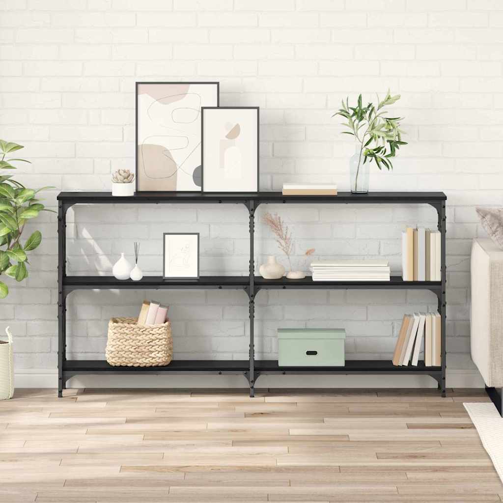 Konsoollaud Must tamm 156 x 28 x 80,5 cm Tehispuit