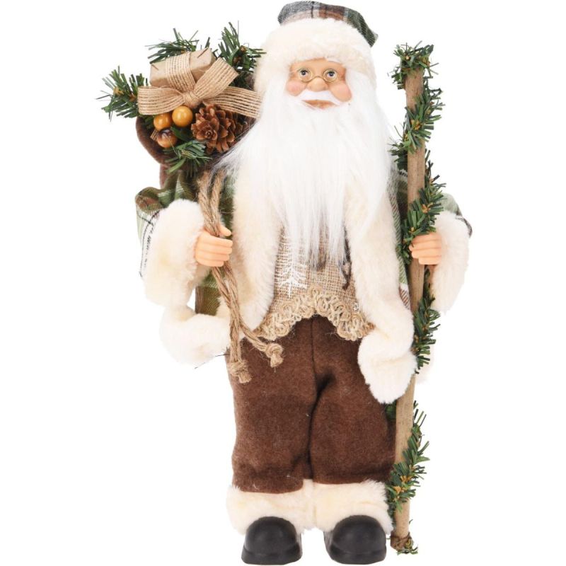 CHRISTMAS DECORATIVE SANTA CLAUS STANDING DELUXE 30CM BROWN
