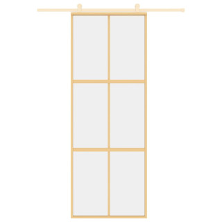 раздвижная дверь, золото, 76x205 см, прозрачное стекло ESG и алюминий