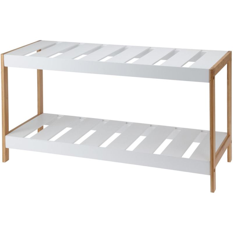 BAMBOO SHELF 2-TIERS SHOE CABINET