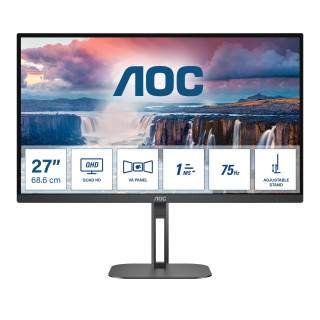LCD Monitor|AOC|27|Panel VA|2560x1440|16:9|75 Hz|Matte|4 ms|Speakers|Swivel|Pivot|Height adjustable|Tilt|Colour Black|Q27V5N/BK