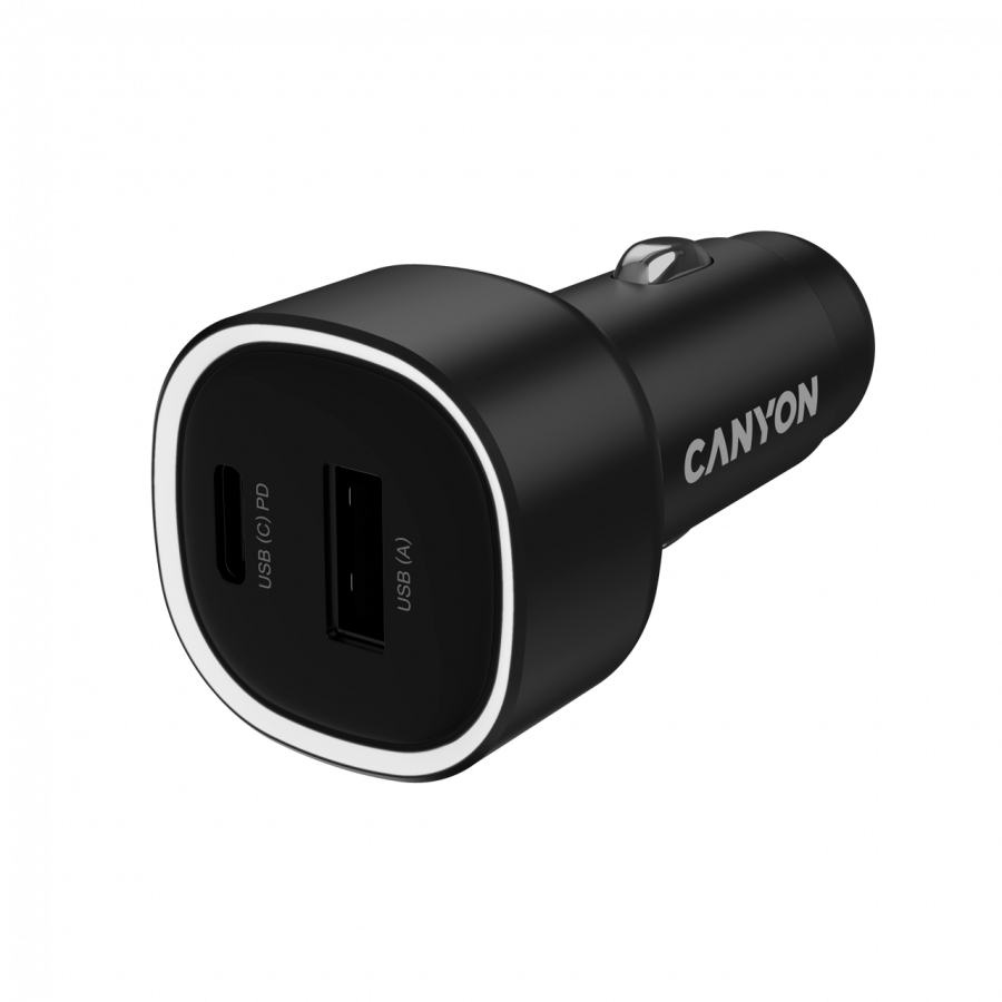 CANYON car charger OnDrive 48 PD 48W USB-A+USB-C Black
