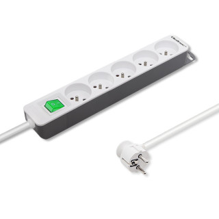 Qoltec Power strip | 5 sockets | 1.8m | White-grey
