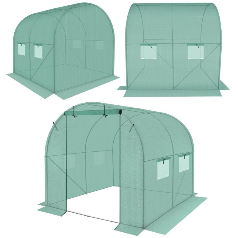 GREENHOUSE GARDEN TUNNEL 200x200x200CM PE GREEN STEEL STRUCTURE