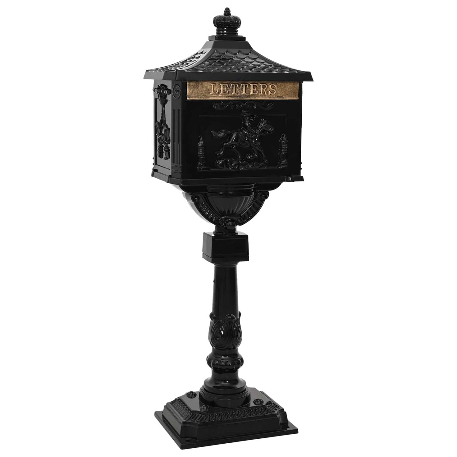 Seisev Postkast Must 42,5 x 29,5 x 117 cm Valatud alumiinium