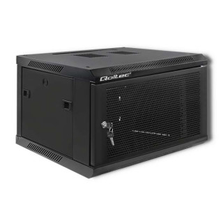Qoltec RACK 19" Cabinet | 6U | 600 x 370 x 600 | Perforated doors | Hanging | Steel case | Lock | Black