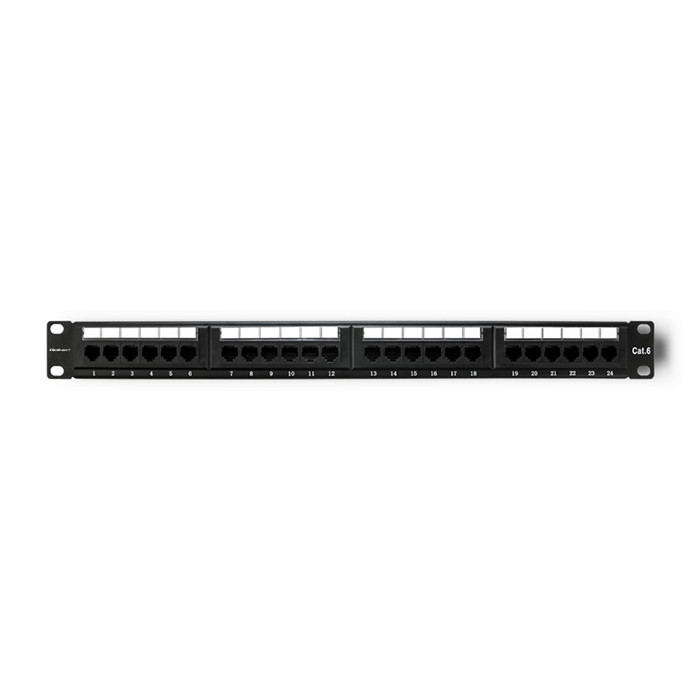 Qoltec Patch panel RACK | 24 ports | Cat 6 UTP | Black