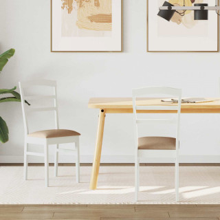 Söögitool 2 pcs Valge ja pruun Paks Kautsukipuit