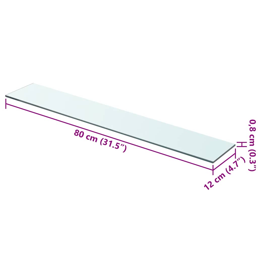 Прозрачная стеклянная полка 80 x 12 см