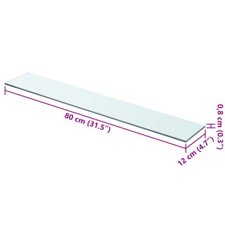Прозрачная стеклянная полка 80 x 12 см