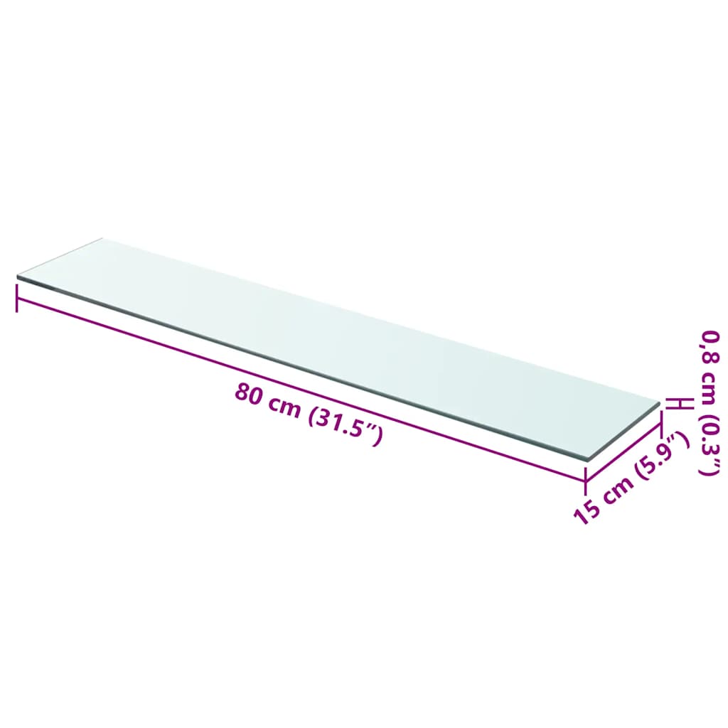 Прозрачная стеклянная полка 80 x 15 см