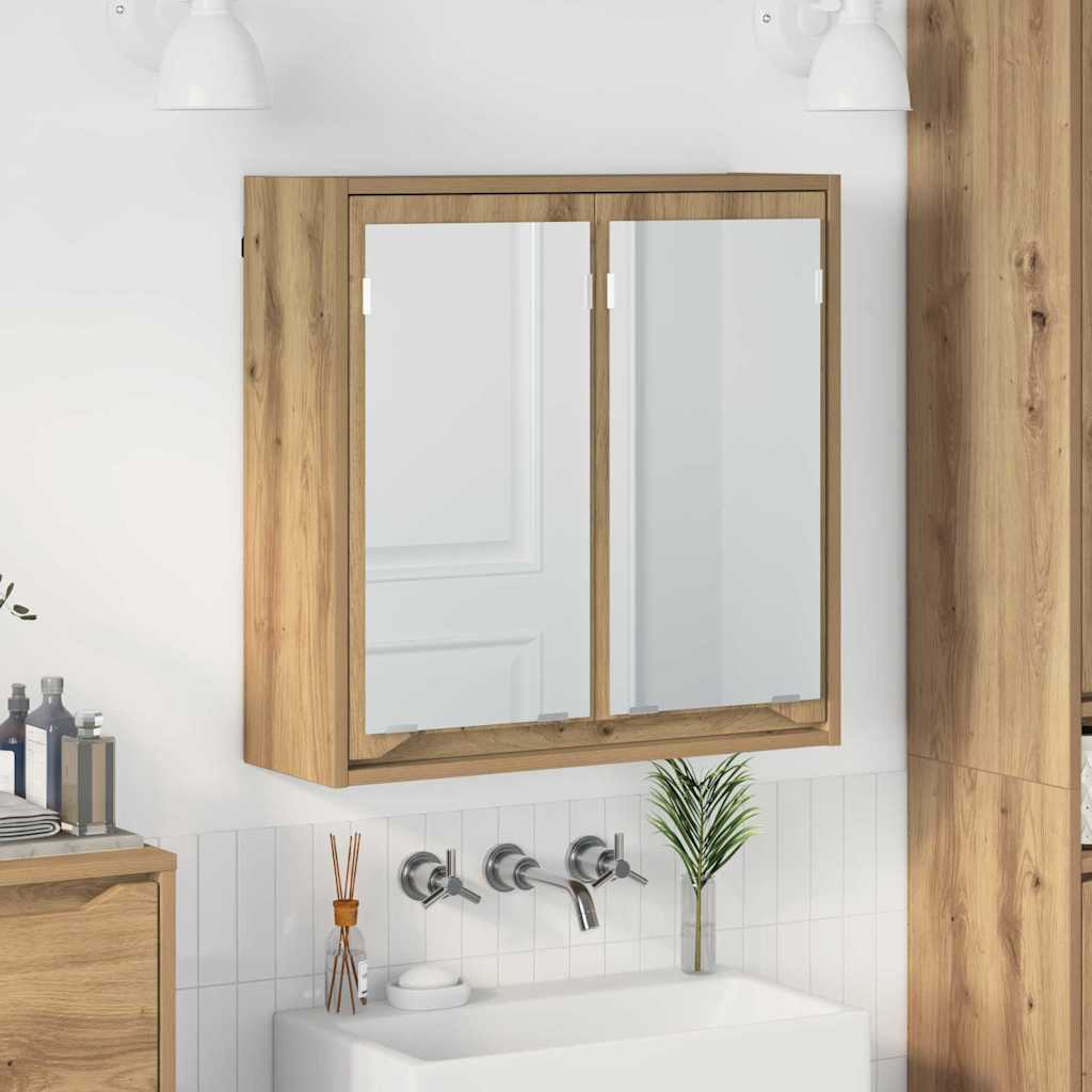 Vannitoa peeglikapp uksega Käsitööpuu 60 x 20 x 60 cm Tehispuit