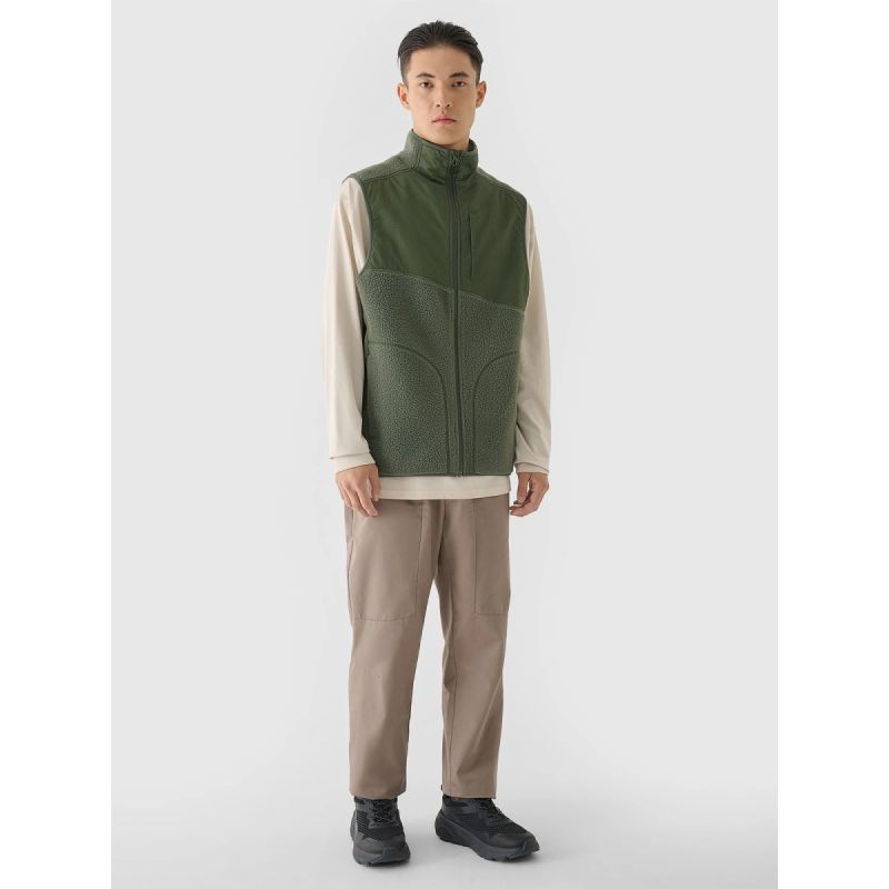 Men's sherpa vest with stand-up collar 4F 4FRAW24TVESM172-43S