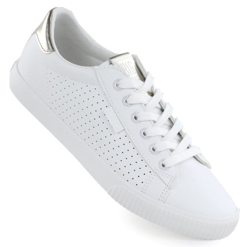 Women's low-top sneakers, openwork, eco-leather, white, Big Star TT274020