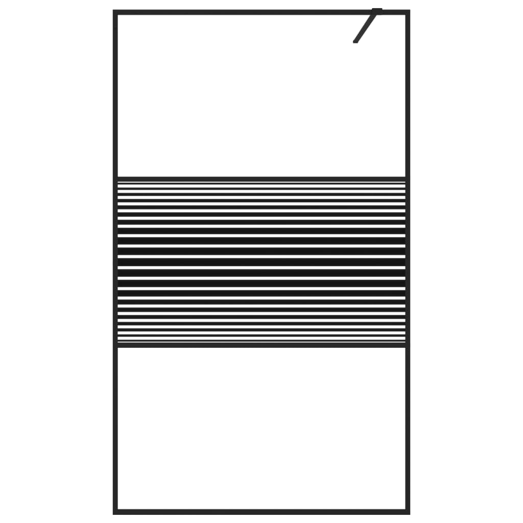 Стенка для душевой кабины, черная, 115x195 см, прозрачное ESG-стекло