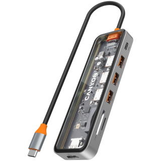 CANYON hub DS-13 7-в-1 4k USB-C Transparent Space Grey
