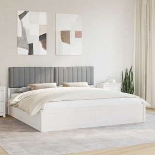 Voodiraam Pehme Peatoega peaga Helehall 200 x 200 cm Tahke mänd