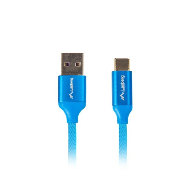 Lanberg Premium QC 3.0 Cable CA-USBO-22CU-0018-BL (USB 2.0 Type AM - USB Type CM; 1.8m; Blue)