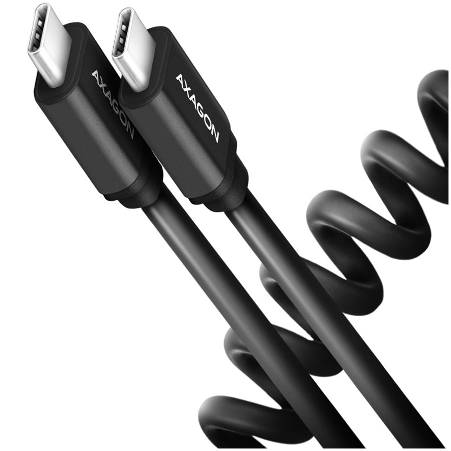Кабель USB 2.0 Axagon для передачи данных и зарядки, длина 0.6 м, PD 60W, 3A, черный, витой