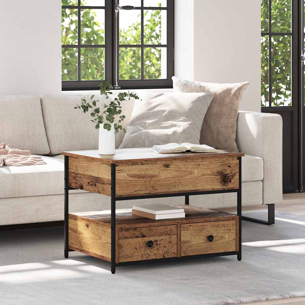 Kohvilaud sahtliga Vana puit 70x50x50 cm Inseneripuit