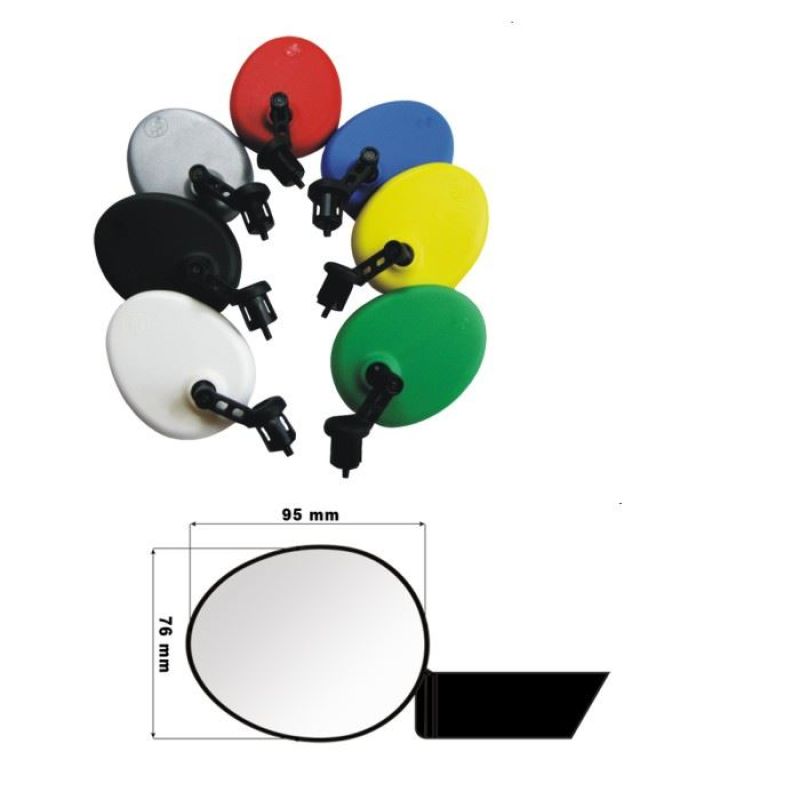 AJS handlebar mounted mirror, red