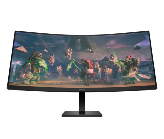 HP OMEN 34c WQHD Curved Gaming Monitor - 34 3440 x 1440 WQHD 400-nit 165Hz AG, VA, 2x HDMI/DisplayPort/Audio Jack, speakers, height adjustable/tilt, 1 years