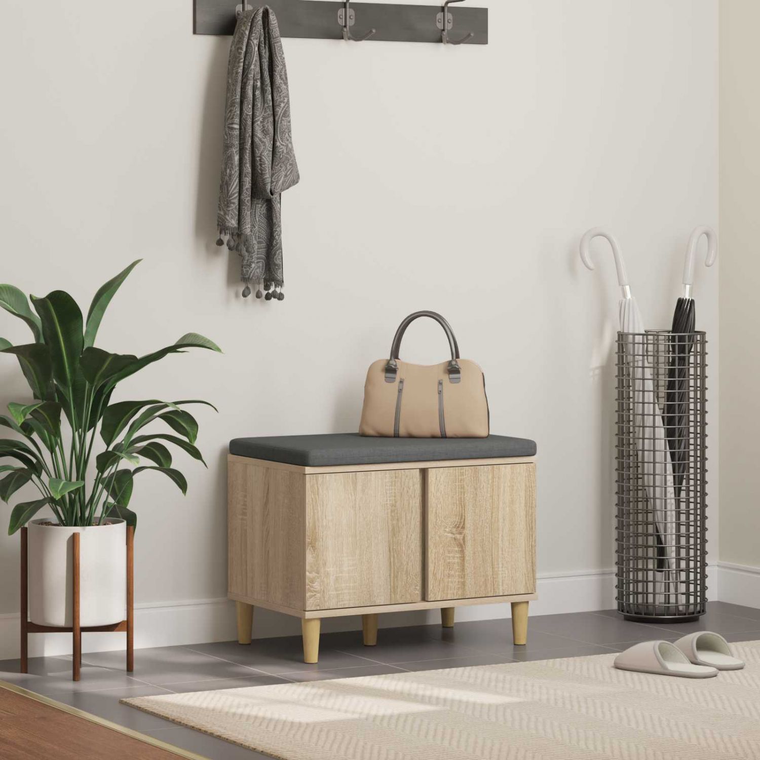 Hallipink padjaga ladustamisega Sonoma tamm 60 x 38 x 46 cm