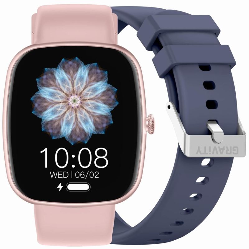GRAVITY GT18-3 Women's Smartwatch Pink Silicone Strap + Navy Blue Strap