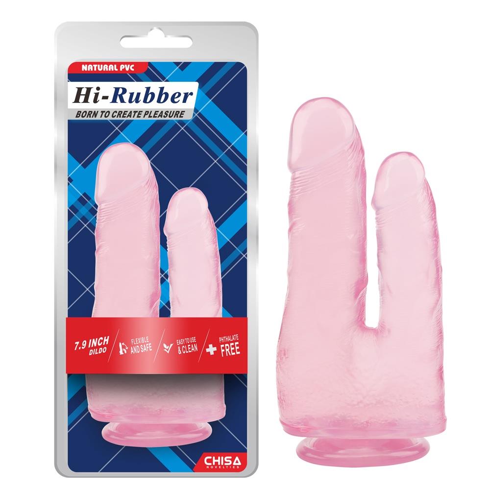 7.9-tolline Topeltdildo Hi-Rubber - Roosa