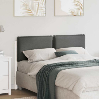 Polsterdatud voodiots peaga Valge ja helehall 120 cm Tahke mänd