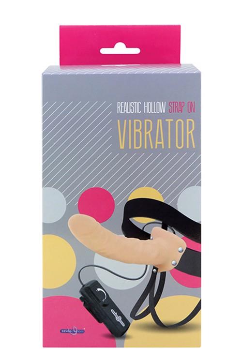 Realistlik õõnes strap-on vibraator 20 cm