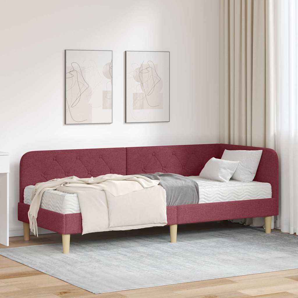 Nurgavoodi raam madratsiga peaga Veinpunane 80 x 200 cm kangas