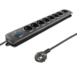 Qoltec Surge protector | 8 sockets | 3m | Black