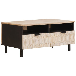 Kohvilaud sahtliga Valge 80 x 54 x 40 cm Tugev mango puu