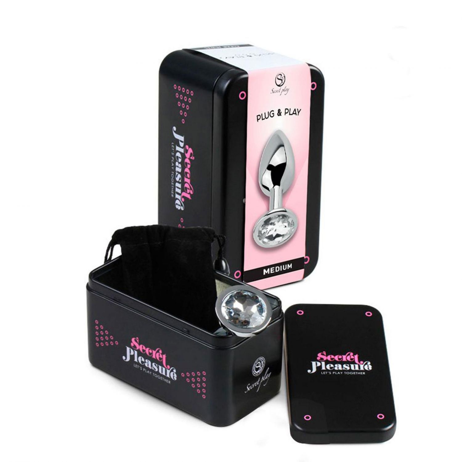 Металлическая анальная пробка с кристаллом Clear Crystal M