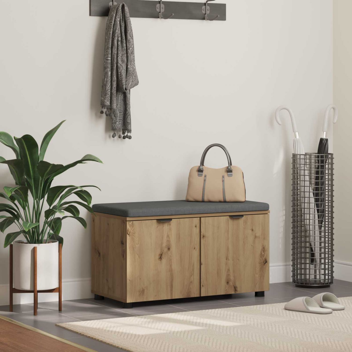 Hallipink padjaga ladustamisega Käsitööpuu 80 x 38 x 46 cm