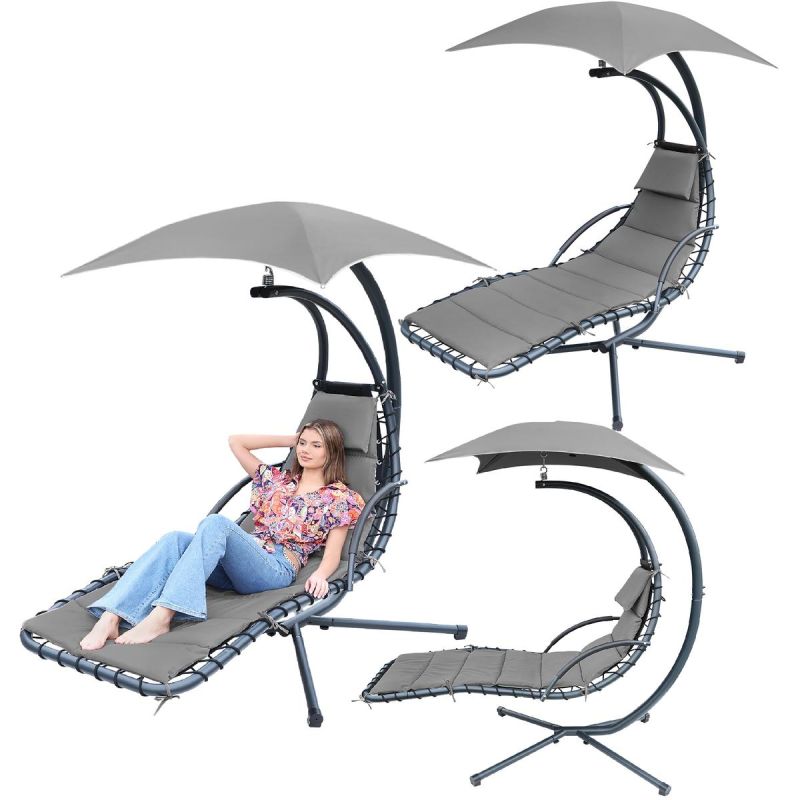 SWING ROCKING CHAIR WITH UMBRELLA LISBON DARK GREY