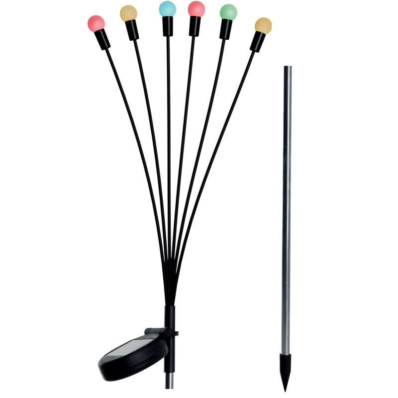 SOLAR LAMP DANCING IN THE WIND, COLORFUL BALLS, 6 LEDS, 72CM