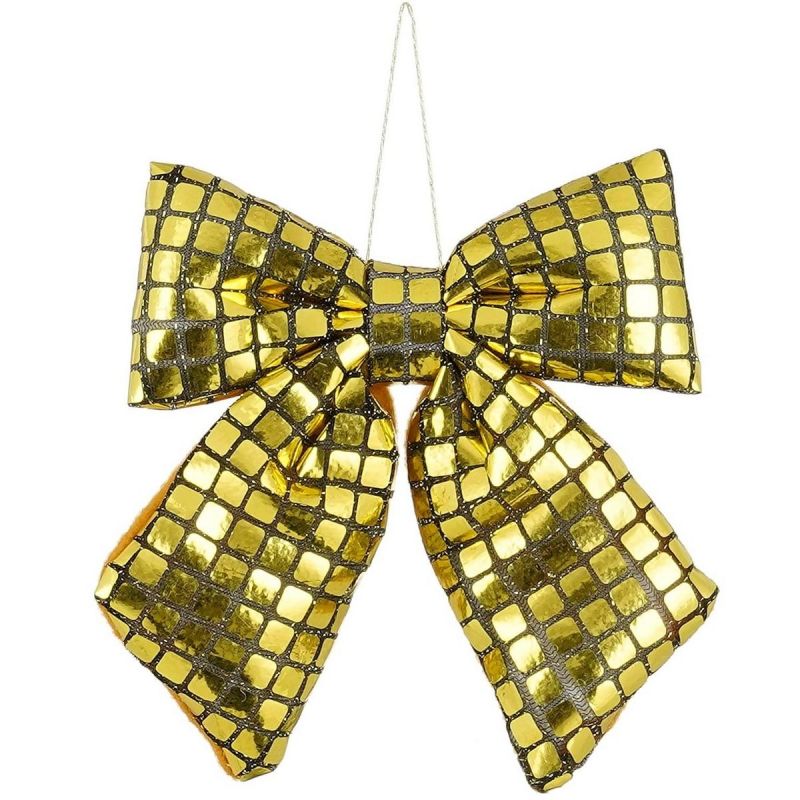 DECORATIVE GOLD BOW 15x17CM MICA