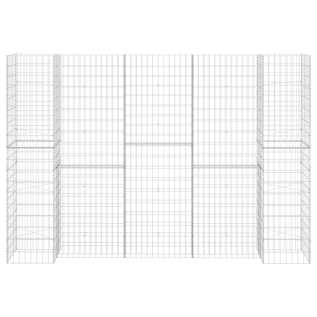 H-образный габион-клумба, стальная проволока, 260 x 40 x 180 см